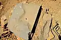 Modern cement covering ancient bricks at the upper surface of the ziggurat and temple of Nabu, Borsippa, Iraq