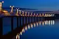 The pier in Płock, Poland. The view westwards by night.