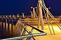 The pier in Płock, Poland. The view eastwards by night.