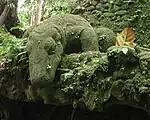 Statue of a Komodo dragon in the Ubud Monkey Forest.