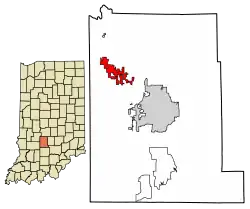 Location of Ellettsville in Monroe County, Indiana.