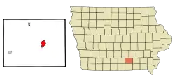 Location within Monroe County and Iowa