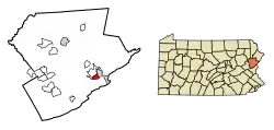 Location of Stroudsburg in Monroe County, Pennsylvania