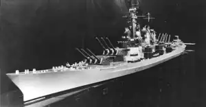 A scale model depicting what the Montana class would have looked like had they been completed