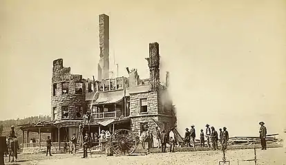 Montezuma Hotel after the August 8, 1885 Fire, Las Vegas Hot Springs, New Mexico,1885