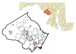 Location of Takoma Park in Maryland