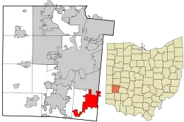 Location in Montgomery County and the state of Ohio.