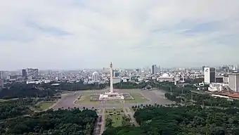 A view of Merdeka Square with National Monument standing in the middle of the square.