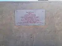 Plaque recalling the sinking of the Conte Rosso