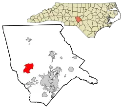 Location in Moore County and the state of North Carolina.