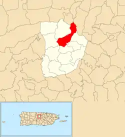 Location of Morovis Norte within the municipality of Morovis shown in red