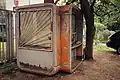 dilapidated K67 kiosk in Moscow, Russia