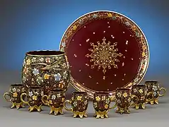 Ruby glass punch bowl set by Moser c. 1880