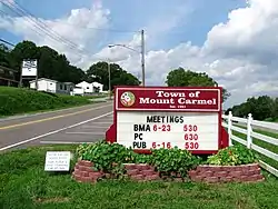 Town (City) of Mount Carmel sign along Main Street