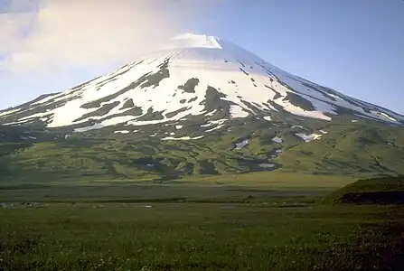 Mount Vsevidof is the highest summit of Umnak Island and the Fox Islands in the Aleutian Islands of Alaska.