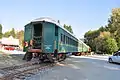 Mount Rainier Scenic Railroad green train