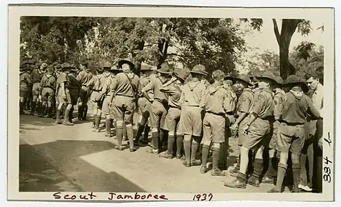 Boy Scouts during the First National Jamboree in Mount Vernon