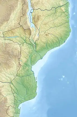 Location of the lake on the border of Malawi and Mozambique.