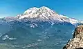 Mt. Rainier and Tumtum Peak (lower left) viewed from High Rock Lookout.