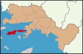 Map showing Datça District in Muğla Province