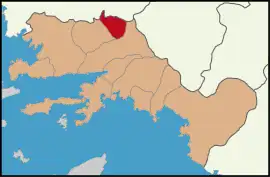 Map showing Kavaklıdere District in Muğla Province