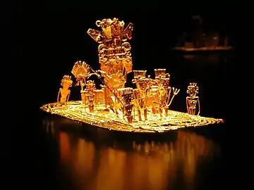 The Muisca raft votive piece, Muisca (Pasca, Cundinamarca), gold, 600 CE - 1600 CE