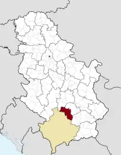 Location of the municipality of Kuršumlija within Serbia