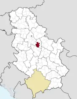 Location of the municipality of Smederevska Palanka within Serbia