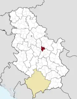 Location of the municipality of Svilajnac within Serbia