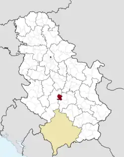 Location of the municipality of Vrnjačka Banja within Serbia