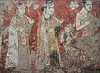 Buddhist mural from Kalai Kafirnigan, National Museum of Antiquities, Dushanbe, Tajikistan. 7th-early 8th century.