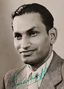 Black and white portrait of Syed Mushtaq Ali