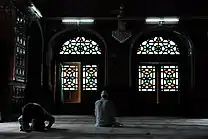 Stained glass windows in the Mosque of Srinagar, Kashmir