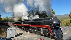 611 climbs the North Mountain grade eastbound at Augusta Springs, VA