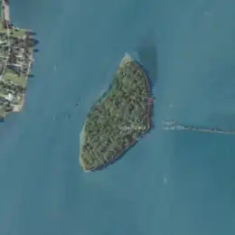 Aerial image of an island.