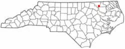 Location of Woodland, North Carolina