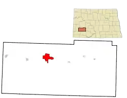 Location of Dickinson, North Dakota