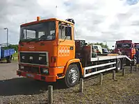 NEEB HIAB used for the loading and unloading of electrical equipment, on site.