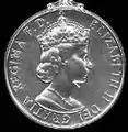 Elizabeth II (2nd type); inscription has 'DEI GRATIA' (1958–1993)