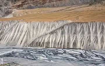 Spiti gorge above Kaza with NH-505 on the right bank (view from Kibber-Kialto road)