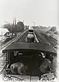 View of the railway and the cab with driver and fireman from the tender. (1910 - 1913)