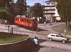 The La Cure trains originally left Nyon as a street tramway. This section has now been replaced by a tunnel.