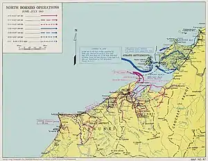 A map showing the movements of Australian units, including the 2/11th