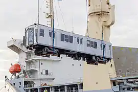 A former 5000 series car being unloaded in Argentina in February 2015