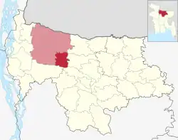 Location of Nakla Upazila