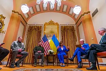 Zelenskyy, Nancy Pelosi, Chuck Schumer, Andriy Yermak and Mitch McConnell at the Capitol