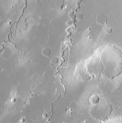 Wide view of Nanedi Valles, as seen by Viking 1 Orbiter  Box indicates the position of next image.