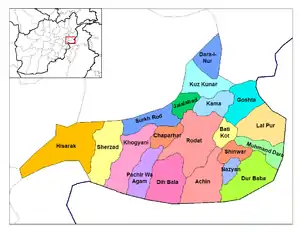 Sherzad District is located in the west of Nangarhar Province.