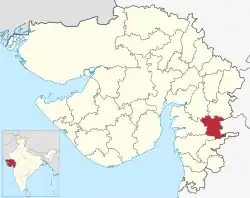 Location of district in Gujarat