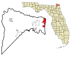 Location in Nassau County and the state of Florida